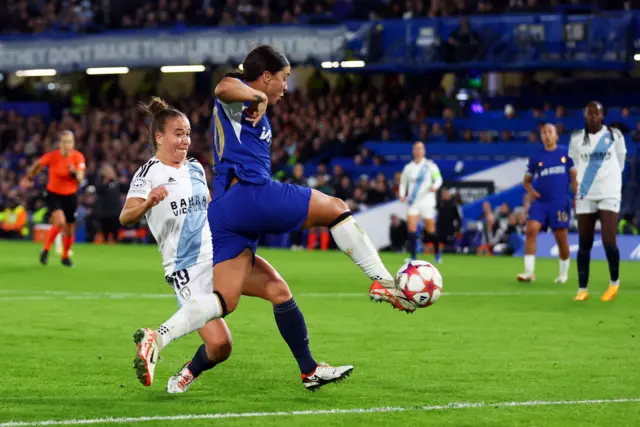 Chelsea's Sam Kerr scores their first goal against Paris FC