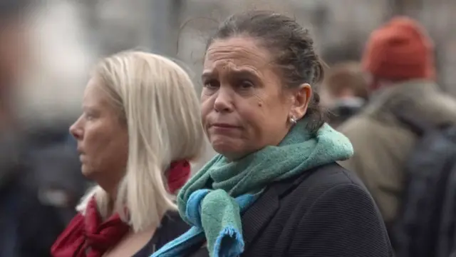 Sinn Féin leader Mary Lou McDonald at the scene of the stabbing