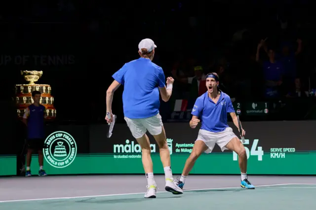 Italy doubles pair celebrate