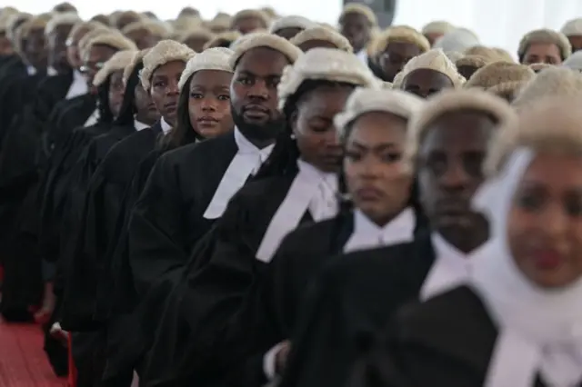 Lawyers attend the ceremony at the court to get admitted to the Bar at the Supreme Court of Kenya, in Nairobi on November 23, 2023