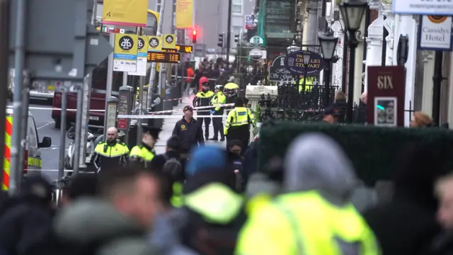 The scene in Dublin city centre after five people were injured, including three young children, following a serious public order incident which occurred on Parnell Square East