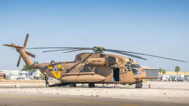 Military helicopter on a runway in Israel