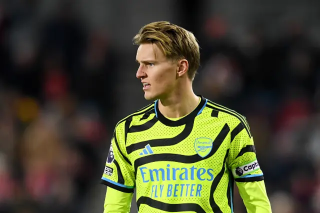 Martin Odegaard of Arsenal looks on