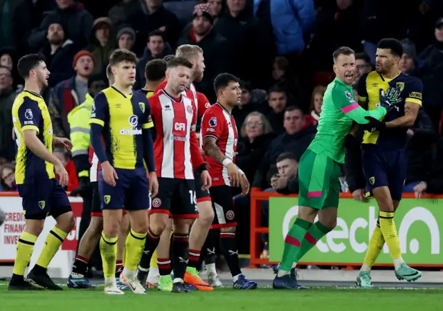 The aftermath of a fracas at Bramall Lane.