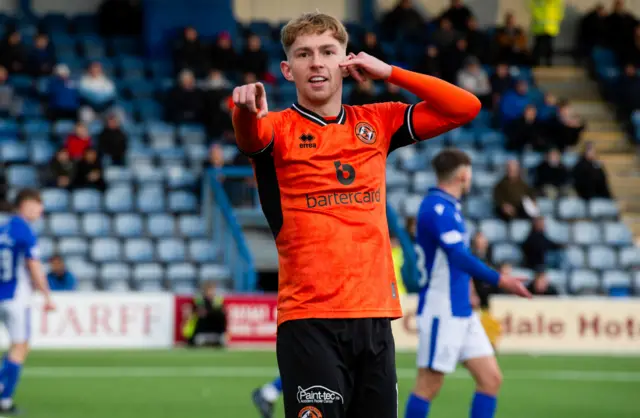 Kai Fotheringham celebrates his Dundee United goal