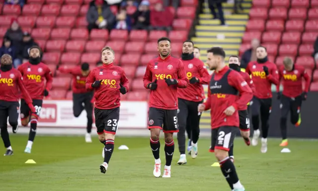 Sheffield United warm up.