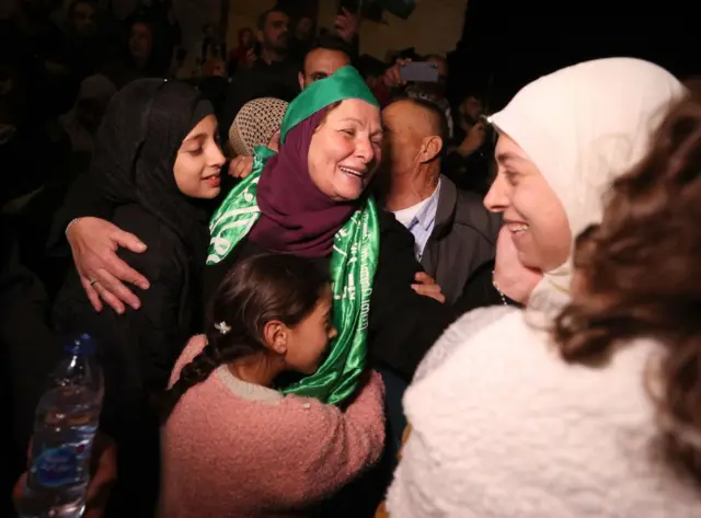 Released Palestinian prisoners, arrive in Beitunia, west of Ramallah