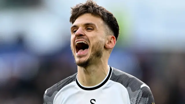 Jamie Paterson celebrates scoring for Swansea