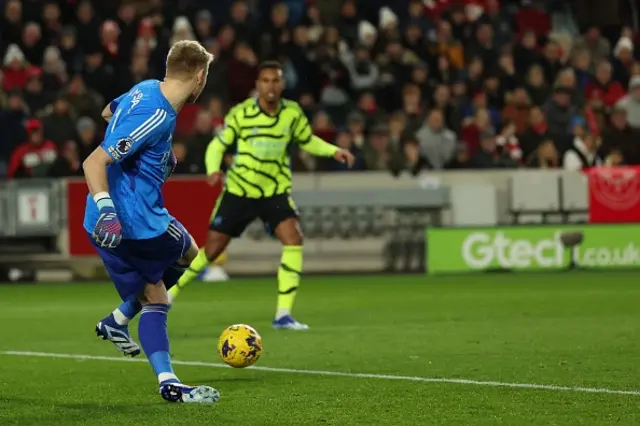 Aaron Ramsdale clears the ball