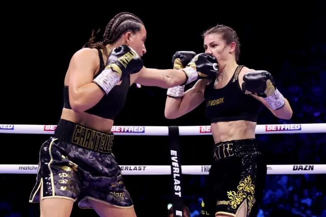 Chantelle Cameron jabbing Katie Taylor