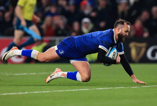 Leinster's Jamison Gibson-Park scores Leinster's opening try