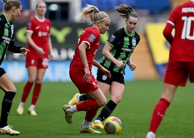 Liverpool's Emma Koivisto dribbles with the ball.