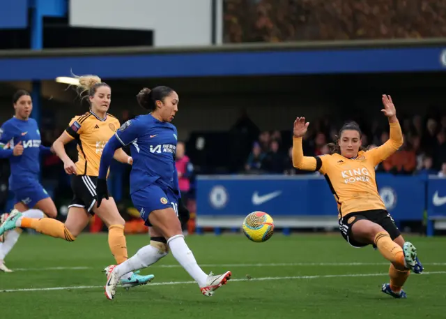 Chelsea’s Lauren James scores their side's fourth goal of the game.