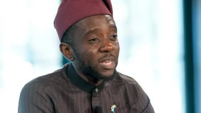 Chernor Bah, Minister Of Information and Civic Education, Government of Sierra Leone speaks onstage during Global Citizen NOW: Climate Sessions 2023 at Guastavino's on September 21, 2023 in New York City