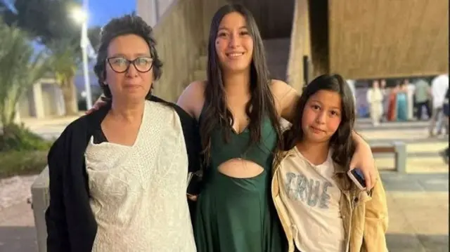 Karina Engel-Bart, 51, and her daughters Mika Engel, 18, and Yuval Engel, 11