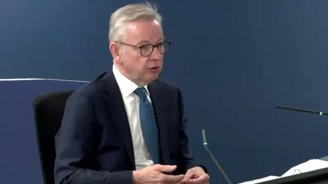 A video grab of Michael Gove giving evidence to the Covid Inquiry