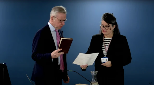 Michael Gove being sworn in