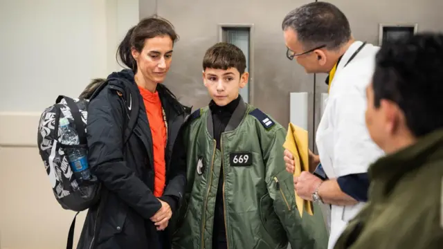 Eitan Yahalomi, 12, with his mother