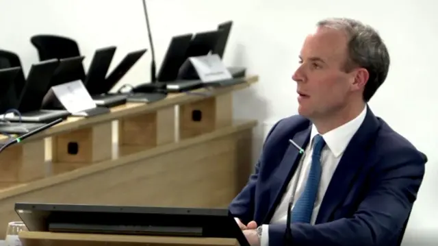 Dominic Raab gives evidence to the UK Covid inquiry