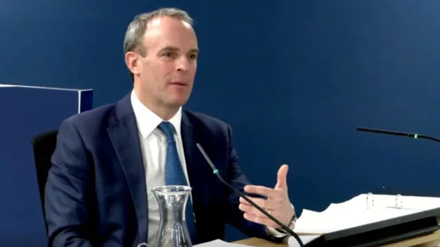 Dominic Raab gives evidence to the UK Covid inquiry