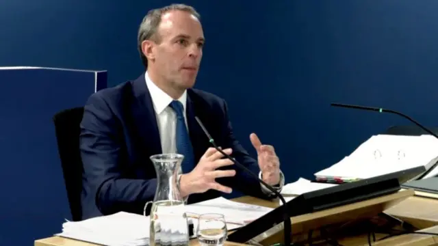 Dominic Raab gives evidence to the UK Covid inquiry