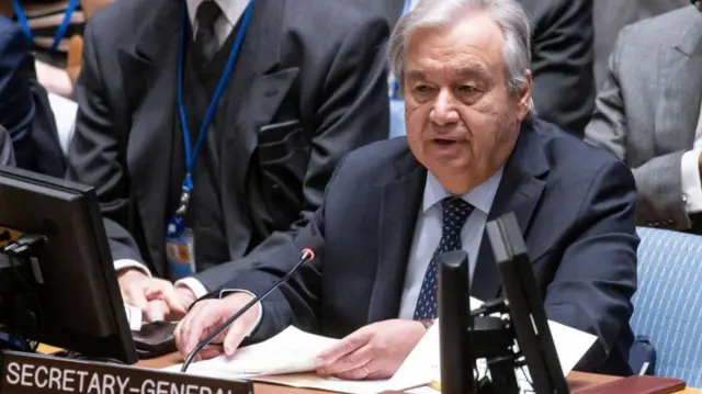 António Guterres speaking at the UN