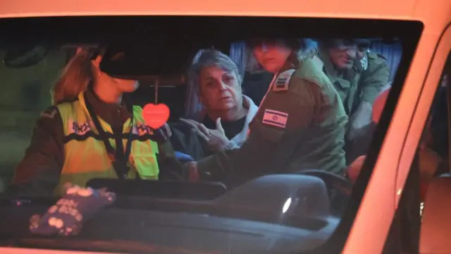 Israeli hostage Ada Sagi is seen in an ambulance after returning to Israel