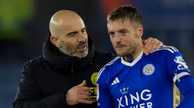 Leicester boss Enzo Maresca with Jamie Vardy