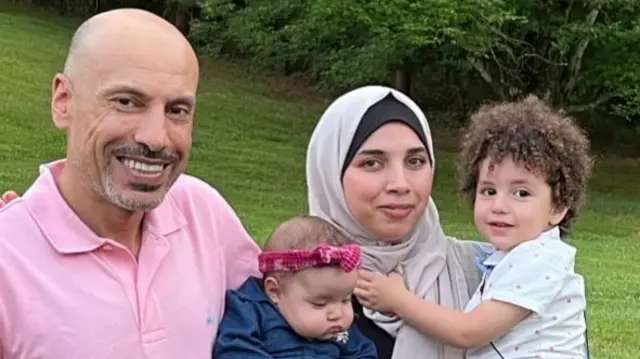 Ramiz Younis and Folla Saqer with their two children - Zain, two, and Zaina, eight months