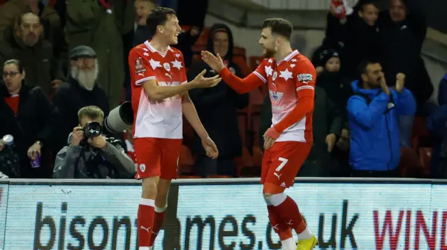 Maël de Gevigney (left) celebrates with team-mate Nicky Cadden