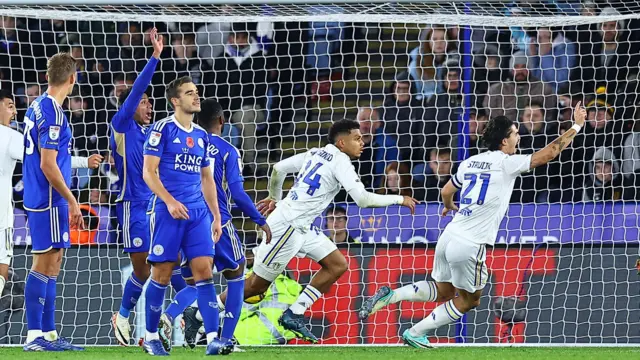 Leeds score the opener against Leicester