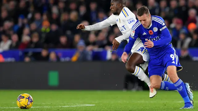 Leicester v Leeds match action