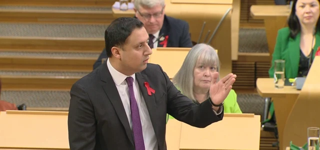 Scottish Labour leader Anas Sarwar speaking in the chamber