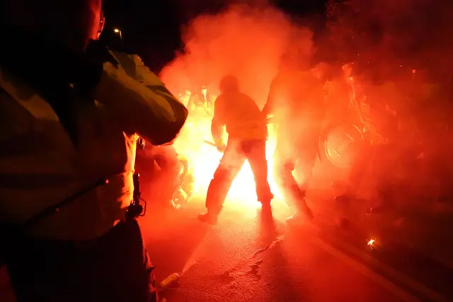 Flares outside Villa Park