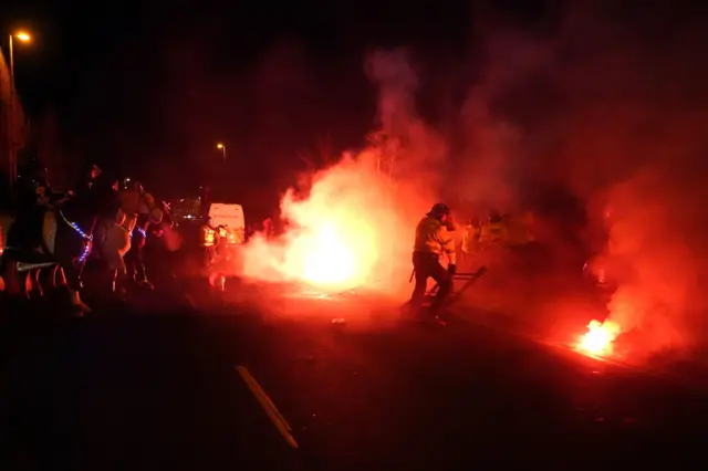 Flares outside Villa Park