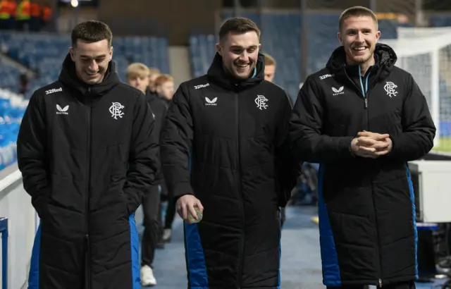 Rangers players Tom Lawrence, John Souttar and John Lundstram