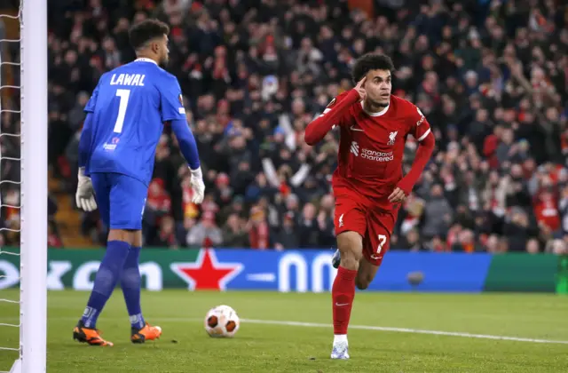 Luis Diaz celebrates