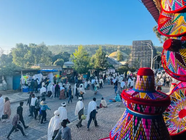 People walking on a road