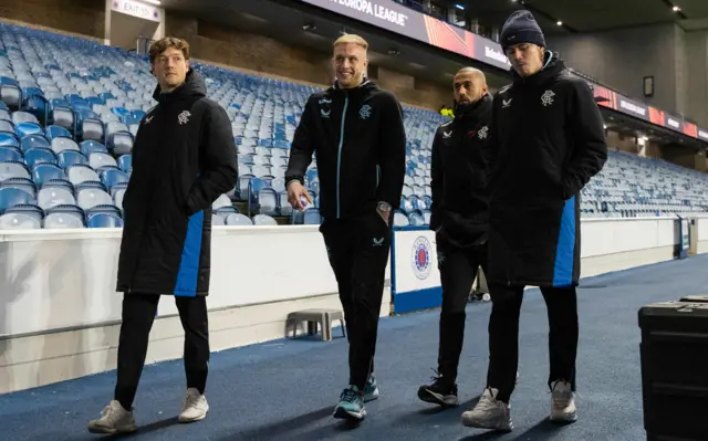 Rangers players, Sam Lammers, Robby McCrorie, Kemar Roofe and Todd Cantwell