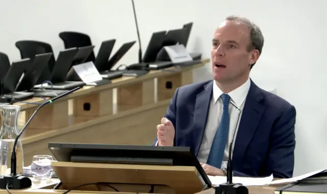 Dominic Raab speaking at the Covid inquiry