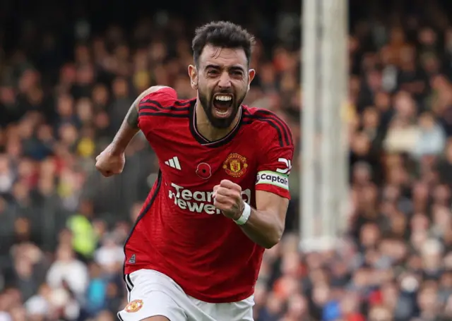 Bruno Fernandes celebrates