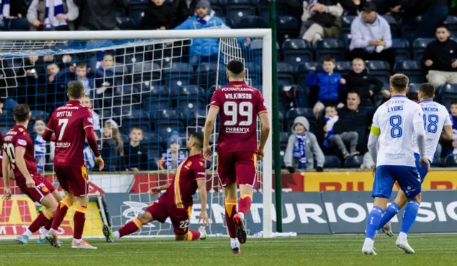 Innes Cameron scores for Kilmarnock against Motherwell