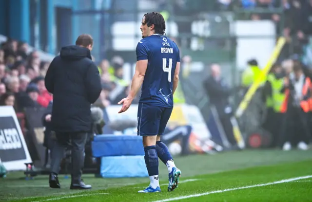 Ross County defender James Brown walks off the pitch