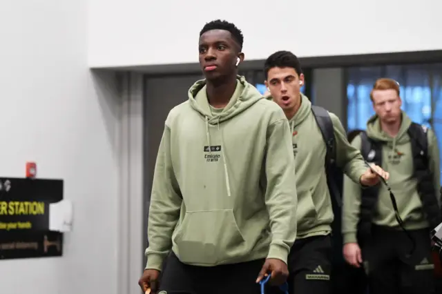 Eddie Nketiah arrives at St James' Park