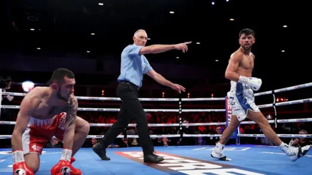 Joe Cordina floors Shavkatdzhon Rakhimov