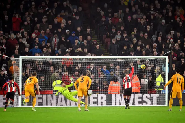 Ollie Norwood scores a match-winning penalty for Sheffield United at home to Wolves