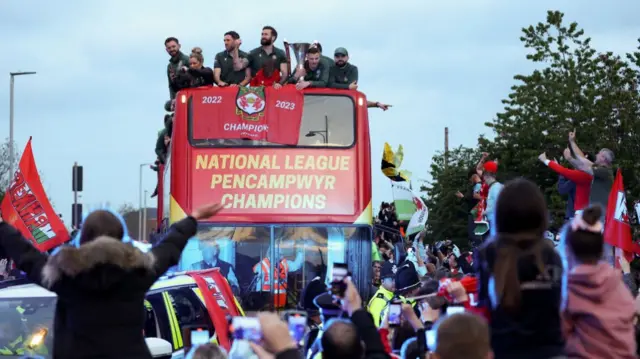 Wrexham celebrate winning the National League title