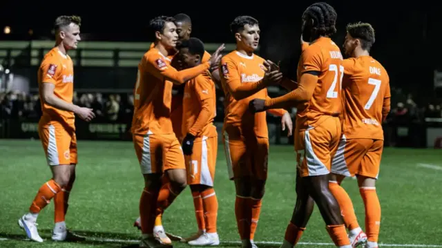 Blackpool celebrate scoring