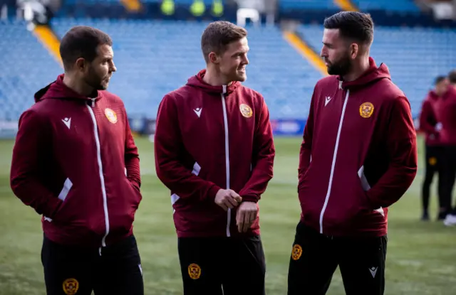 Motherwell players at Rugby Park