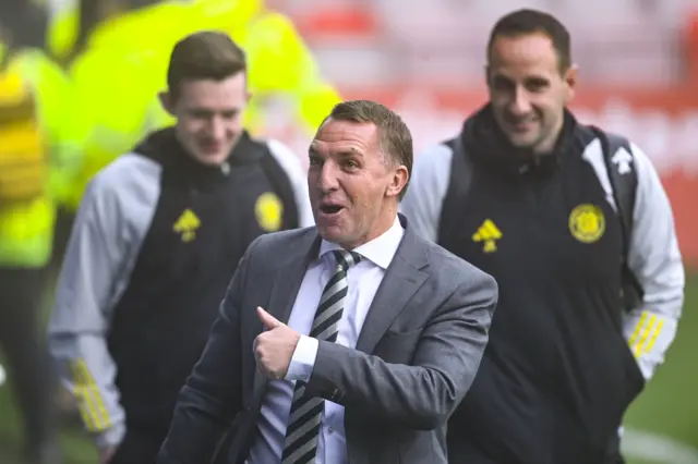 Celtic manager Brendan Rodgers gives a thumbs up